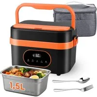 CkeyiN Elektrische Lunchbox Kabellos 1,5 L Batteriebetrieben Beheizbare Lunchbox 18000mAh, 60W selbstheizender Speisenwärmer für Büro Auto Reisen