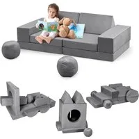 GarveeMore Kindersofa 12-teiliges,modulares Spielsofa für Kinder Förderung Kreativität, Ecksofa für Schlafzimmer- und Spielzimmermöbel zum Schlafen und Lesen