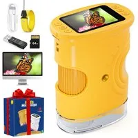 Tekoo Digitales Handmikroskop 1000x Zoom mit 2,0" Display & 64GB Kindermikroskop (50x-1000x, Stufenloser 200x-1000x Zoom & 2,0 Zoll IPS-Display inkl. 64GB SD-Karte)