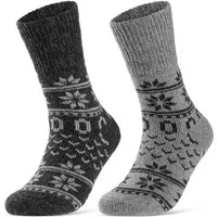 sockenkauf24 Norwegersocken 2 Paar Wintersocken Damen & Herren Kuschelsocken warme Wollsocken (GRAU-ANTHRA, 43-46) Haussocken - 21212 WP