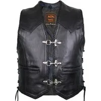 MDM Lederweste Biker Lederweste Kutte mit Schnallen Verschluss