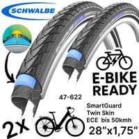 Schwalbe Fahrradschlauch 2x Schwalbe Marathon Plus 28x1.75 SmartGuard City/E 47-622