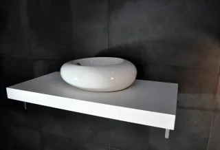 Neuesbad Waschtischplatte Konsole 60x50cm, Weiss Echtholzfurnier NB1KPL60-WE