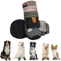 Ledander Pfotenschutz Hundeschuhe Pfotenschutz, 4 Stück atmungsaktiv mit Rutschfester, reflektierendem Klettverschluss für kleine, mittlere und große Hunde