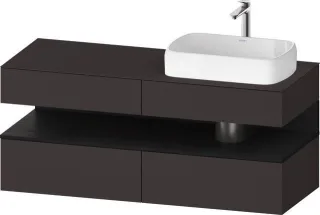 Duravit Qatego Konsolenwaschtischunterbau wandhängend Graphit Supermatt 1400x550x600 mm - QA47660168 QA4766016800010