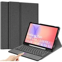 Fintie Tablet-Hülle +Tastatur für Samsung Galaxy Tab S10 Lite/S10 FE/S9 FE 10.9" & S9 11", Deutscher Tastatur mit Touchpad Magnetisch Abnehmbarer Keyboard Cover