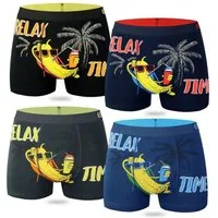 Toker Collection® Boxershorts Herren Boxershort mit lustigen Bananen Motiven (Packung, 4er Pack) Relax Time