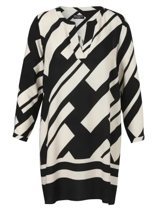 VIA APPIA DUE - Tunika Rundhals 1/1 Arm Druck schwarz / beige - Gr. - 42