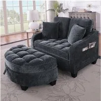 MODFU Schlafsofa Nachhaltiger Hocker in Eukalyptus, 132x129x93 cm, Set 1 Teile, Mit integriertem Staufach – die praktische 2‑in‑1 Lösung