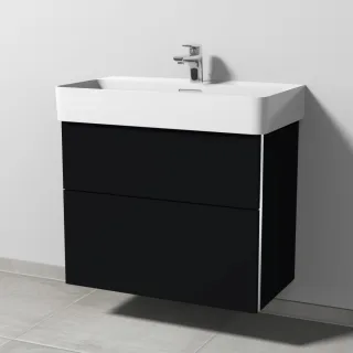 Sanipa 3way Waschtischunterbau zu Laufen VAL Waschtisch mit 2 Auszügen, Schwarz-Matt BS82308