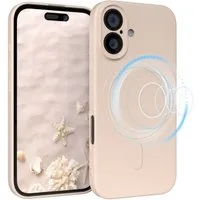 EAZY CASE Handyhülle für Apple iPhone 16 Hülle Silikon 6,1 Zoll, Schutzcase mit MagSafe Slimcover Silikonschutzhülle elastisch Taupe