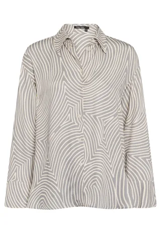 Marc Aurel - Hemd mit grafischem Print grey creme varied - Gr. - 46