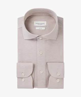 Profuomo - Beigefarbenes Knitted-Hemd beige - Gr. - 38