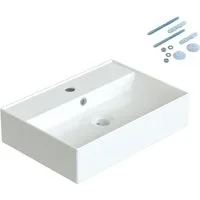 AQUABATOS Waschbecken Aufsatzwaschbecken mit/ohne Hahnloch rund oval eckig 30 40 50 60cm (Handwaschbecken Gäste wc Waschbecken klein Wandmontage ohne Unterschrank modern, mit ohne Überlauf wählbar,Ultradünner Rand), verschiedene Montagemöglichkeiten