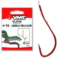 VMC Wurmhaken VMC Aalhaken 7053 Wurmhaken Vorfachhaken Rot 70cm, (Packung, 10-St)