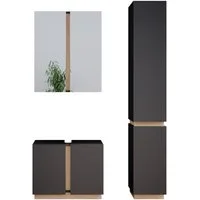 Vicco Badmöbel-Set Gloria, Anthrazit/Sonoma, 3 Teile, mit Hochschrank, (3-St., 3er Set)