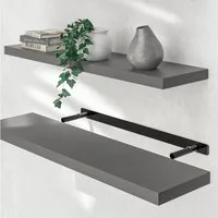 Casaria Wandboard, Grau Hängeregal mit Halterung 15kg Tragkraft Küche Matt 90cm