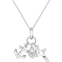 Firetti Kette mit Anhänger Schmuck Geschenk Silber 925 Halsschmuck Halskette Panzerkette Glaube, mit Zirkonia (synth)