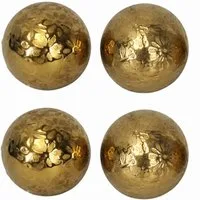 finehomegarden Teichfigur Schwimmkugel gold Ø4cm Blüten Porzellan 2fach sort. (4er Set), (Set, 4-St., 4tlg), Schwimmende Deko Kugeln für Teich & Wasserschalen Garten