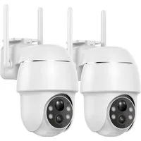 TWUFY Überwachungskamera 2K 3MP Akku Überwachungskamera Aussen Wi-Fi 360°PTZ Schwenkbar (Aussen, Außenkamera, Außen, Außenbereich, Kamera Überwachung Aussen WLAN Outdoor kabellos, 2-tlg., Personen-/Bewegungserkennung Zwei-Wege-Audio IP65 Wasserdicht,