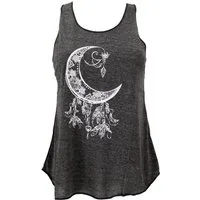 Guru-Shop T-Shirt Tanktop mit Ethnodruck, Mond Yogatop - anthrazith Ethno Style, Hippie, alternative Bekleidung, Festival