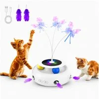 Toomoke Tier-Intelligenzspielzeug Elektrisches Katzenspielzeug 3-in-1 Interaktives Spielzeug für Katzen, Für den Innenbereich geeignet, abnehmbar,lebensmittelechtem ABS (7-tlg) Whack-A-Mole,Fluttering Butterfly,Kugelbahn-Spiel(inklusive Ball)