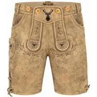 PAULGOS Trachtenhose Kinder Lederhose Kurz mit Trägern 100% Echtleder - KK2 ANTIK