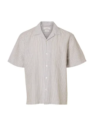 selected men - SLMCASPER-CLAY RLX LINEN BLD SS SHT NOOS Weiß - Gr. - S
