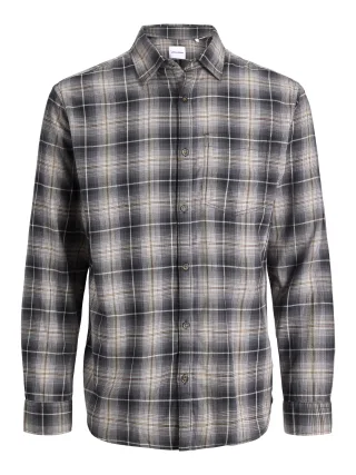 JACK&JONES - JJJAMES FLANNEL SHIRT L/S JNR Black - Gr. - 152
