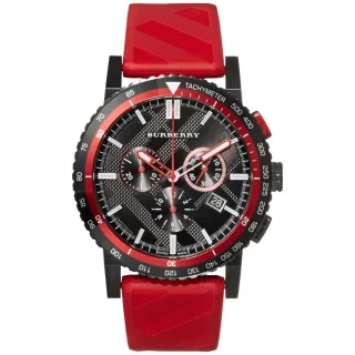 Burberry BU9805 Herren-Chronograph mit 42 mm rotem Armband