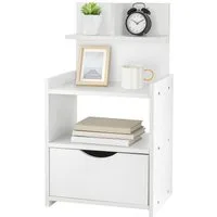 Youyijia Beistelltisch Beistelltisch mit Schublade–60x32,5x25,5cm, weißer Nachttisch-Schrank