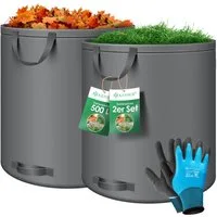 KESSER Gartensack, 500 l, (2-tlg), Gartensack Set Laubsack Gartenabfallsack inkl. Handschuhe