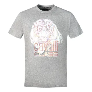 Cavalli Class Großes Tigerlogo Graues T-Shirt