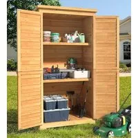 Blishom Gerätehaus Gartenschrank Holz mit Schloss, Geräteschrank Outdoor wasserdicht, mit 3 Regalen, Bitumendach, 160 × 47 × 87 cm