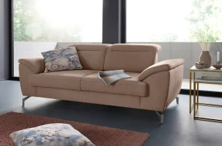 sit&more 2-Sitzer "Percy" 12 cm Fußhöhe, Sitztiefenverstellung, wahlweise Kopfteilverstellung