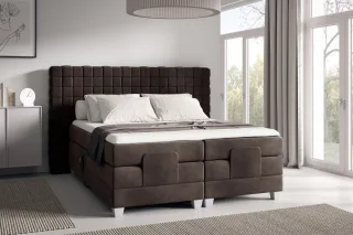 Boxspringbett Elektrisch Bett VIDAL 200x200cm in Stoff Fresh Dunkelbraun