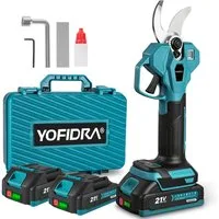 Yofidra Akku-Astschere 28mm Elektrische Gartenschere Bürstenloser Motor, mit 2x Akkus, 21V Astschere Gartenwerkzeug für Obstbaum & Gartenarbeit