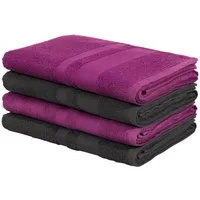 OTTO home Duschtücher Vanessa, 4 Duschtücher, 70x140cm, in Standard- und Premium-Qualität, Walkfrottee (Set, 4-St), Handtücher mit Bordüre, 100% Baumwolle, einfarbig, weich