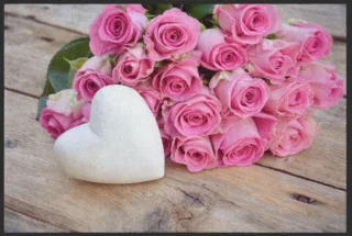 Fussmatte Rosen rosa 4297 | Größe: 60 cm x 45 cm