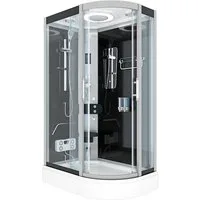 AcquaVapore Dampfdusche Dusche DampfduscheD60-73T3R-ALL sw 80x120, Sicherheitsglas ESG, Höhenverstellbar, Mit Bauanleitung, Mit Beleuchtung, Mit Spiegel, Gehä