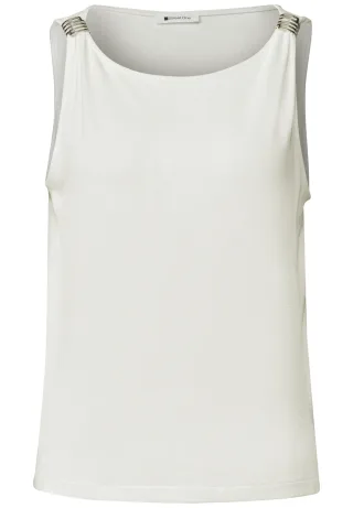 Street One - Top mit U-Boot-Ausschnitt und Schulterdetail off white - Gr. - 34