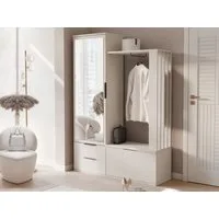 Beautysofa Garderobenschrank LORENZO – modern, mit Spiegel (2 Schubladen & Schuhfach, Sandbeige)