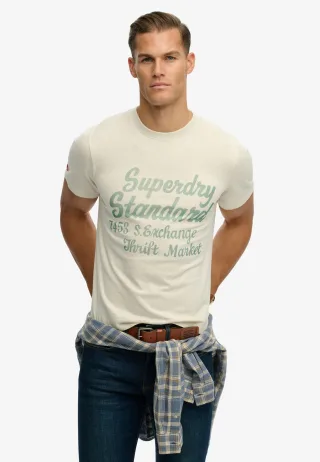 Superdry - Industry Worker T-Shirt in lockerer Passform hafer beige - Gr. - L