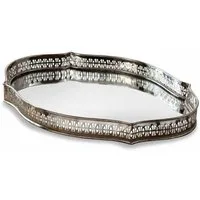 Mirabeau Tablett Tablett Cumont silber, Messing, Einsatz: Spiegelglas, Spiegelglas