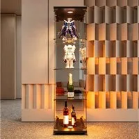 Simurq Glasvitrine Standvitrine mit LED, Glas Vitrinenschrank für Sammlung (1-St, 4 Lagen Glasschrank mit 1 Glastür, Glas Vitrine mit Schloss) Glasvitrine Stehend, perfekt für Sammler, Sammelvitrine