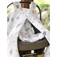 Baby Fancyroom Babyschale Babyschalen Set Sichtschutz Sitzauflage Einschlagdecke Maxi Cosi, ab: ab Geburt, (2-tlg., Sonnenschutz und kuschelige Sitzauflage), Musselin, Ersatz für Einschlagdecke