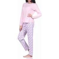 RELAX by Normann Pyjama Damen langarm Schlafanzug mit allover bedrucker Hose - 222 10 780