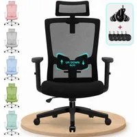 Adormii Bürostuhl Bürostuhl ergonomisch,schreibtischstuhl mit verstellbarer Lendenstütze (Ergonomischer bürostuhl mit verstellbaren Armlehnen, büro stuhl bis zu 135° neigbar, ergonomic office chair mit höhenverstellbarer, atmungsaktiv und komfortabel