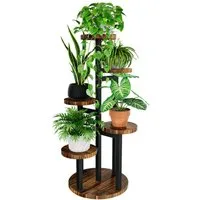 Bamworld Blumenständer Holz-Pflanzenständer, Indoor-Blumenregal, Kleiner Metall-Blumenständer (1 St), für Terrasse, Balkon, Wohnzimmer, Schlafzimmer (5 Etagen)