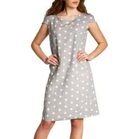 Caspar Sommerkleid SKL024 knielanges Damen Sommer Leinenkleid mit Punkte Print Luftig leicht, figurumspielende Form, mit seitlichem Jersey-Einsatz